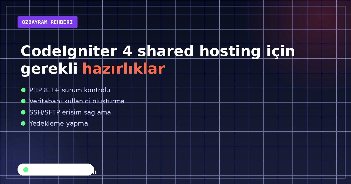 CodeIgniter 4 shared hosting için gerekli hazırlıklar