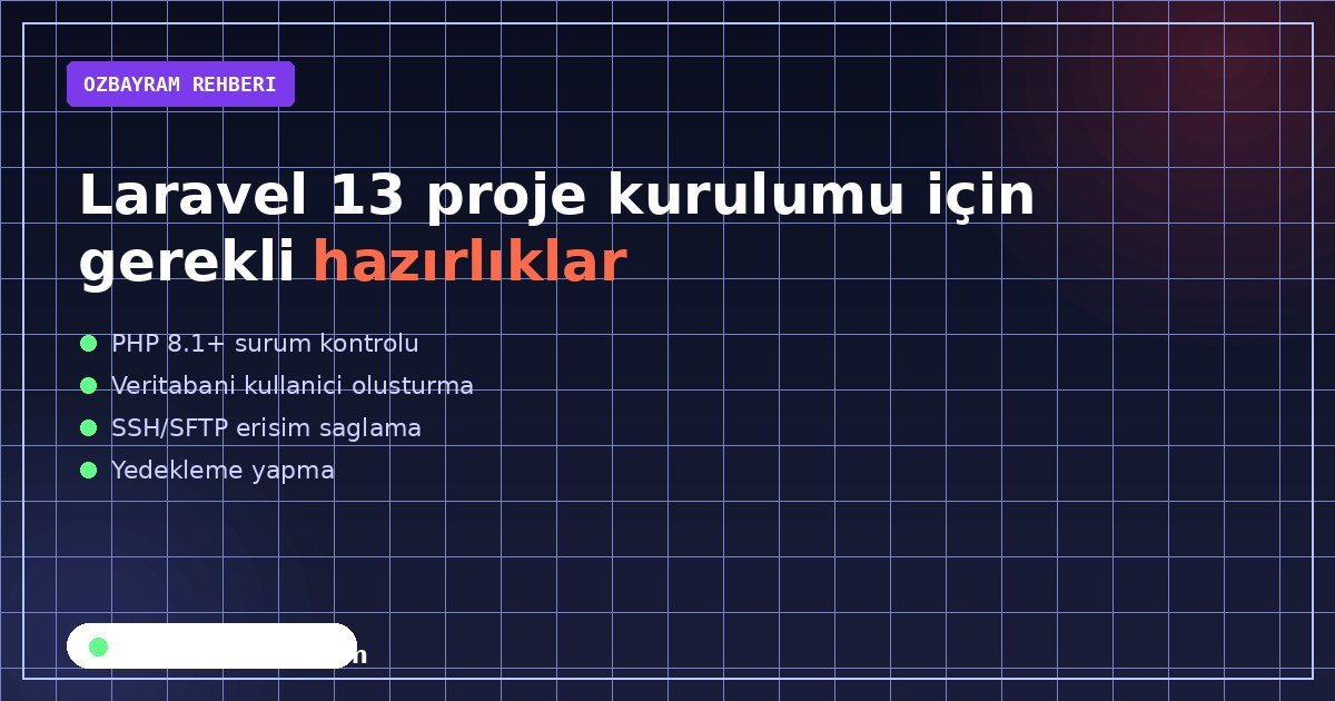 Laravel 13 proje kurulumu için gerekli hazırlıklar