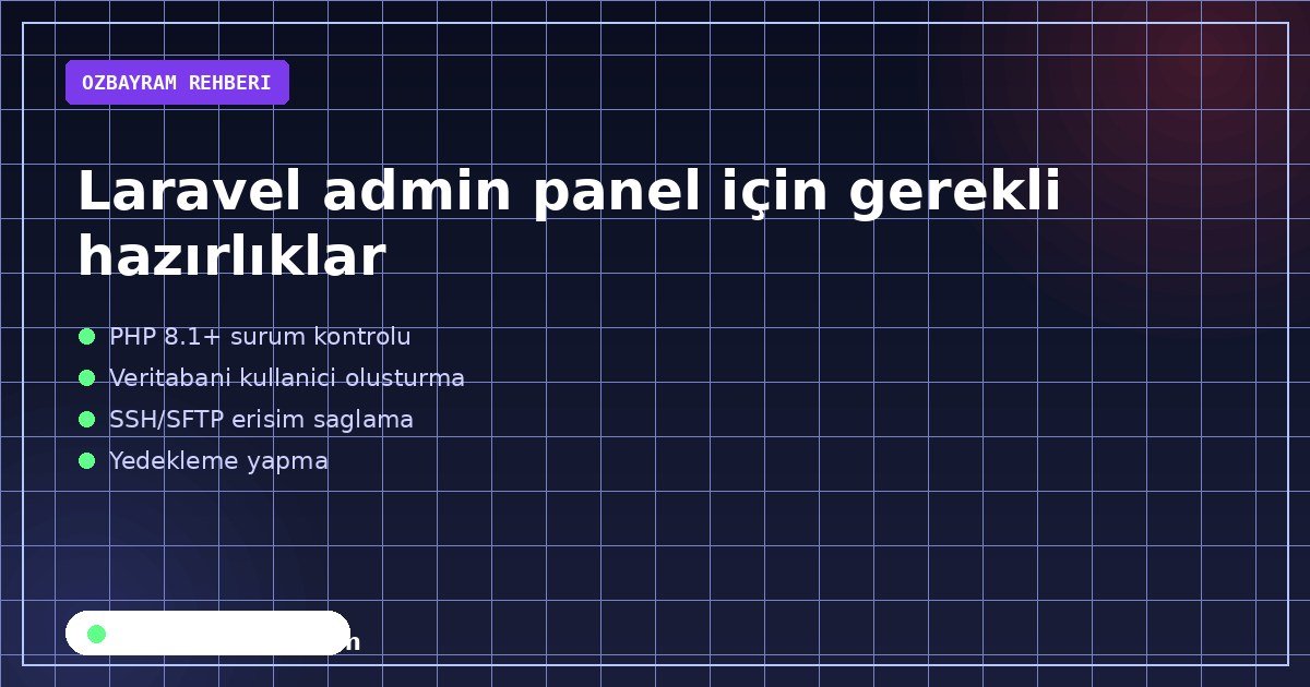 Laravel admin panel için gerekli hazırlıklar