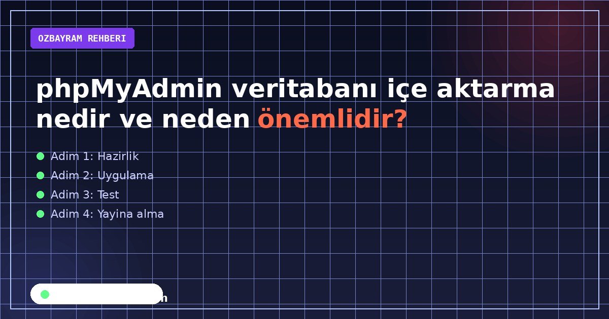 phpMyAdmin veritabanı içe aktarma nedir ve neden önemlidir?