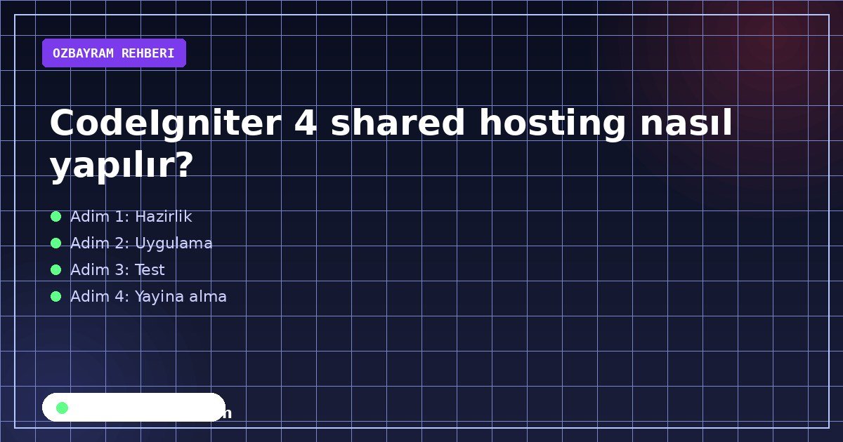 CodeIgniter 4 shared hosting nasıl yapılır?