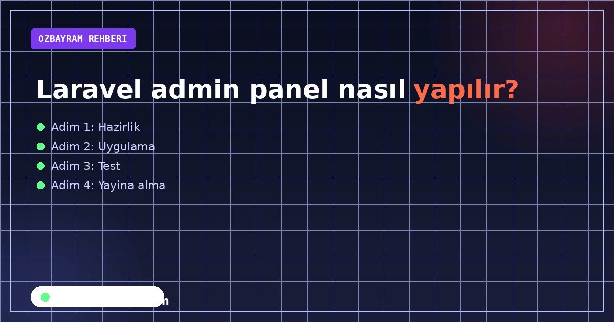 Laravel admin panel nasıl yapılır?