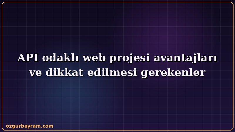 API odaklı web projesi avantajları ve dikkat edilmesi gerekenler