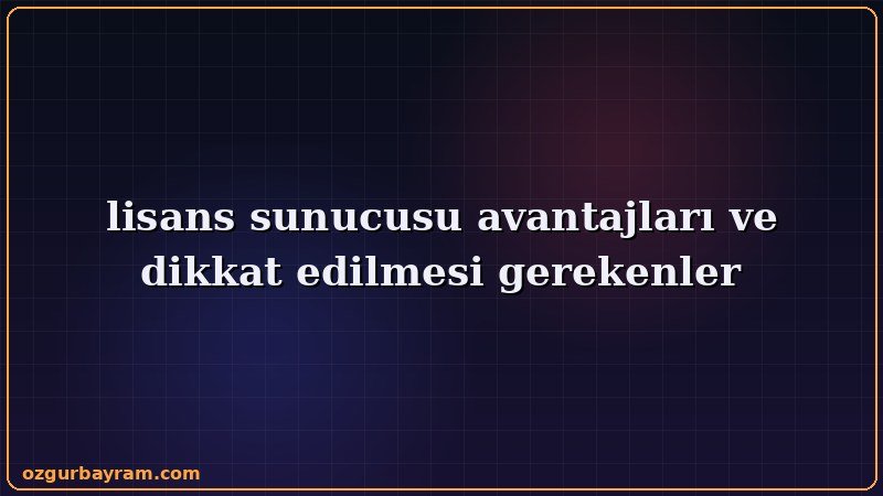 lisans sunucusu avantajları ve dikkat edilmesi gerekenler