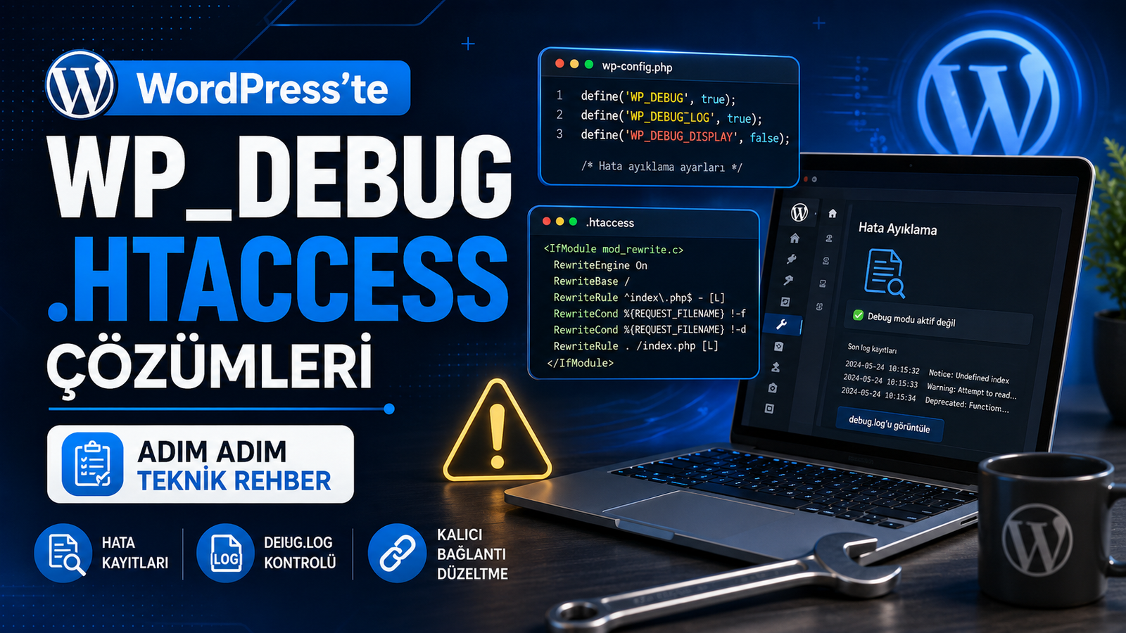 WP_DEBUG ve .htaccess ayarlarının wp-config.php dosyasında düzenlenmesi