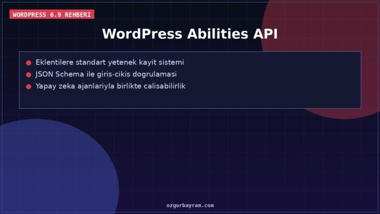 WordPress Abilities API Nedir, Eklentilere Yetenek Nasıl?